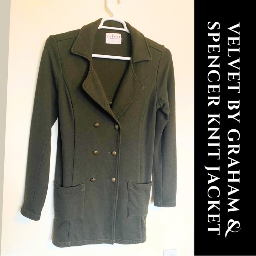 Velvet by Graham & Spencer Olive Double-Breasted Knit Jacket - Picture 7 of 7